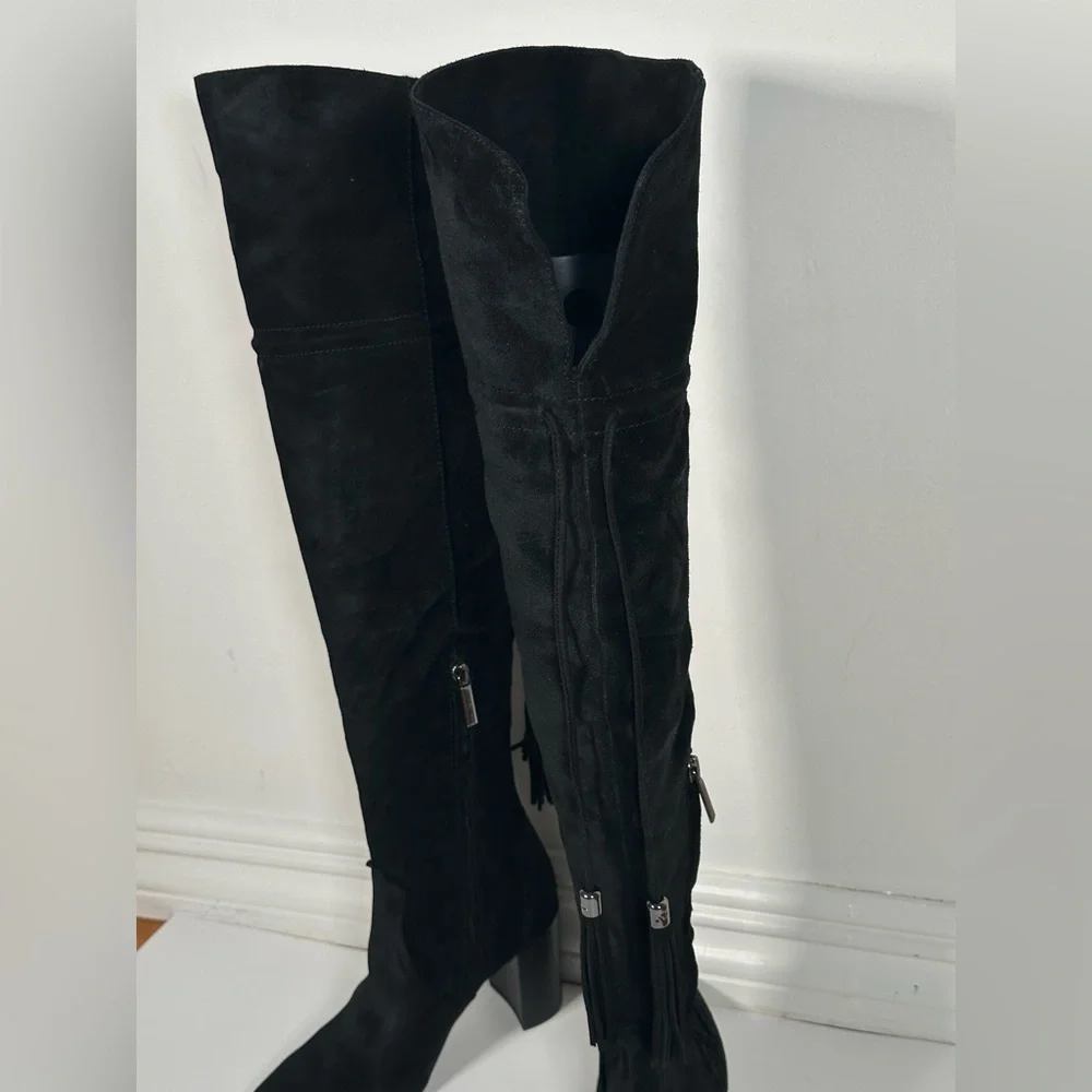 Karl Lagerfeld Boots Black Suede Knee-High Size 5.5